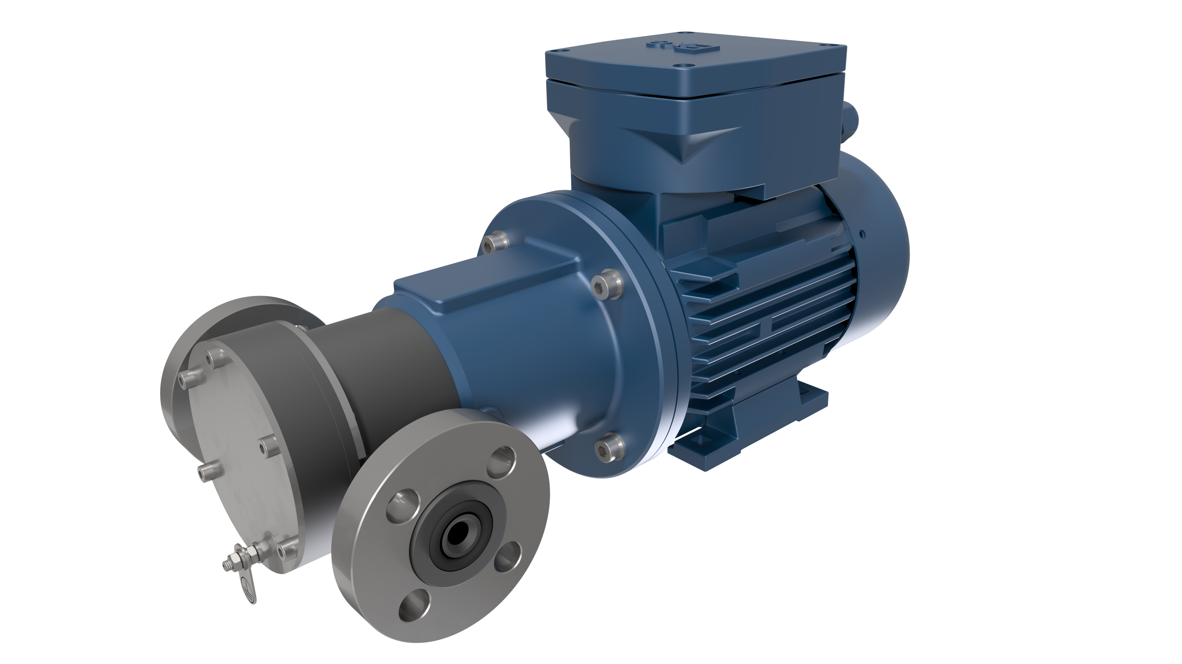 TEF-MAG® 201 magnetic driven external gear pump made of electrically conductive PEEK with a pressure-resistant encapsulated three-phase motor